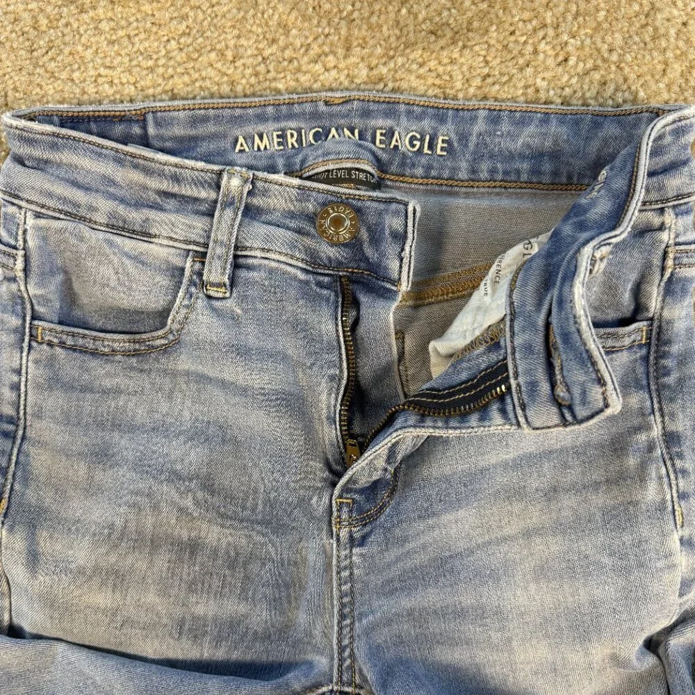 American Eagle Jeans Women Sz 2 Blue Denim Hi Rise Jegging Next Lvl Stretch F457